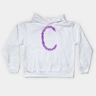 Lavender Letter C Hand Drawn in Watercolor and Ink Kids Hoodie